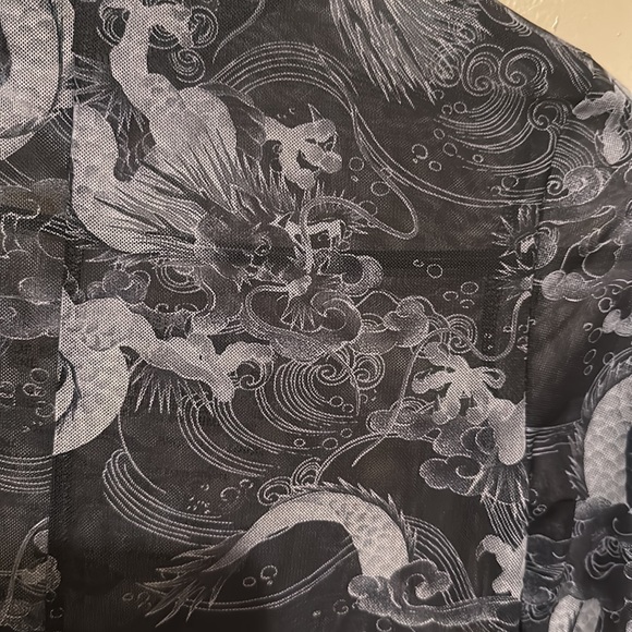 AKIRA ORIENTAL PRINT ‘DRAGON MAMA’ MESH SEE THROUGH BODYSUIT (BRAND NEW NO TAGS) - Picture 8 of 8